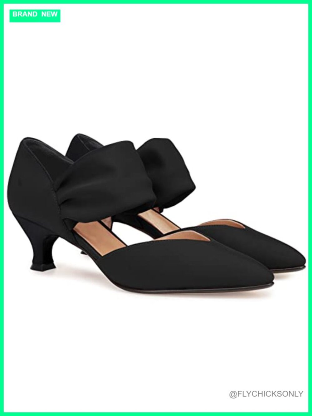 Womens Kitten Heel Pumps Pointed Toe Ankle Strap Cutout Dress Shoes